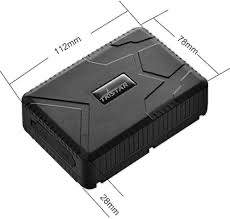 GPS tracker per camper nero con dimensioni 128mm x 78mm x 48mm, dotato di connettore per antenna