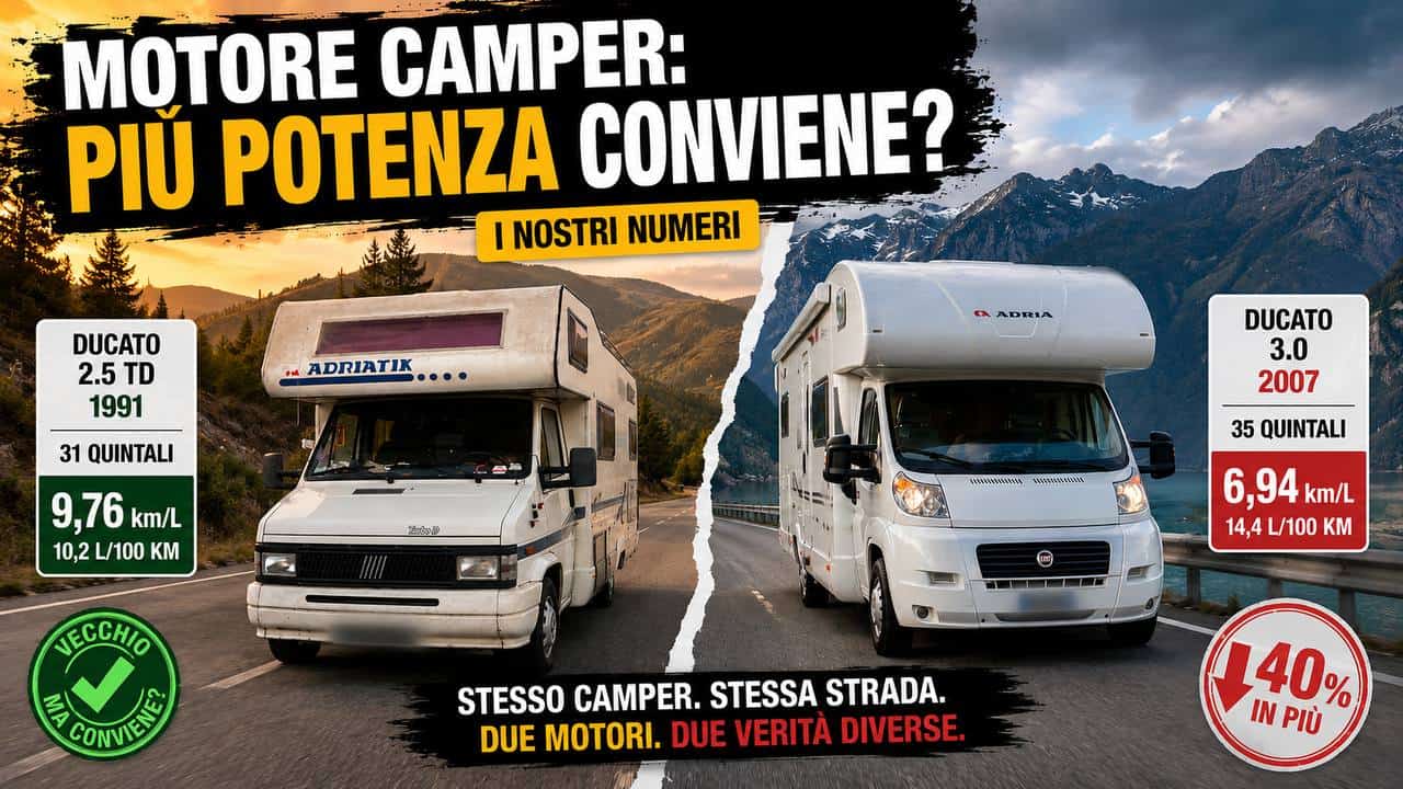 Confronto consumi tra due camper: Ducato 2.5 TD 1991 e Ducato 3.0 2007 con relativi dati di efficienza