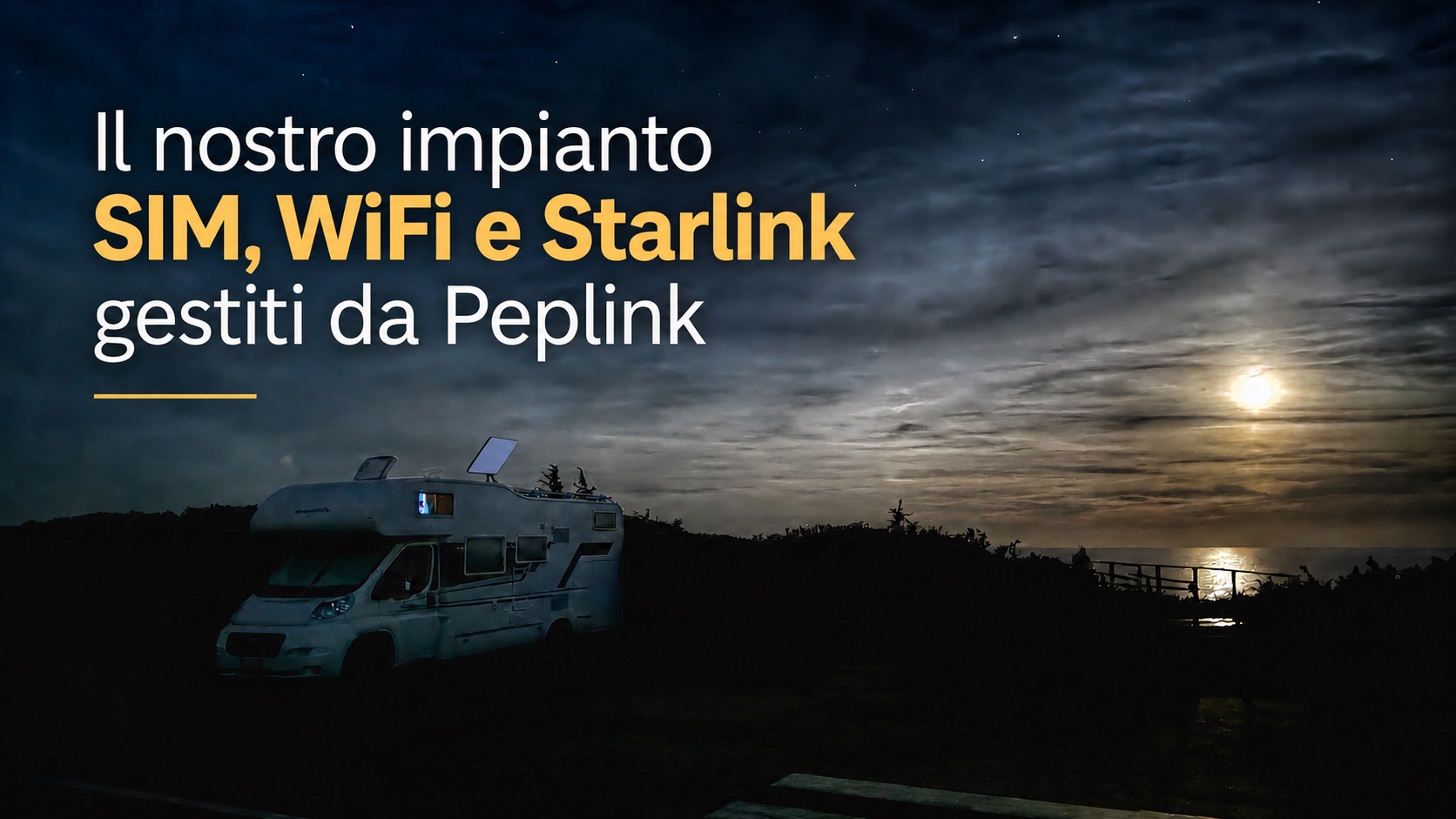 Camper Carruca Dormitoria con vecchia antenna Starlink sul tetto