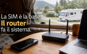 Router con SIM nella dinette di un camper